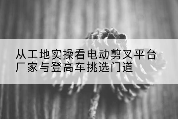 莘县电动剪叉升降平台厂家-从工地实操看电动剪叉平台厂家与登高车挑选门道